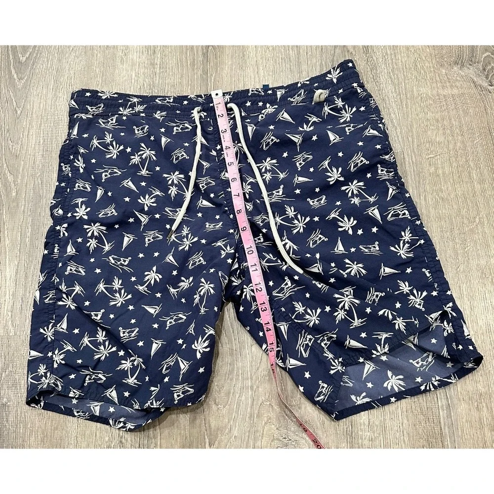Polo Ralph Lauren Shorts Men's Small Board Blue Sailing Palm Trees Swim‎ Trunks